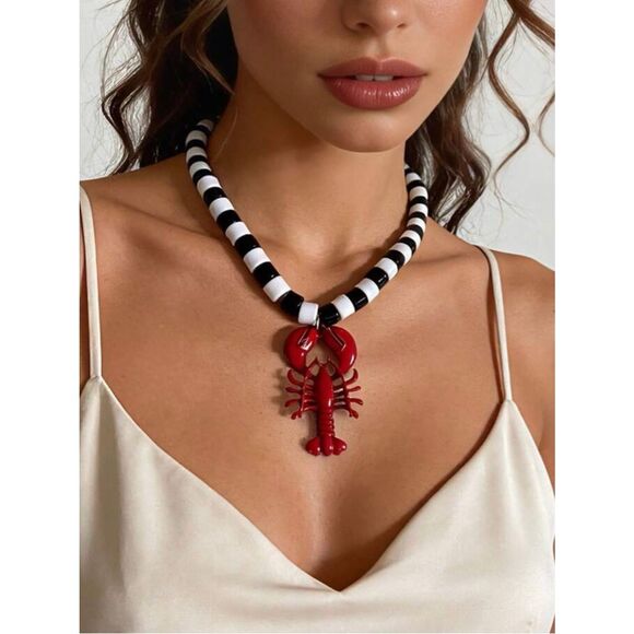 Zara Jewelry - Black & White Red Lobster necklace A1920